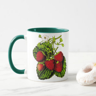 Mug Illustration de fraise botanique Imprimer sur blan