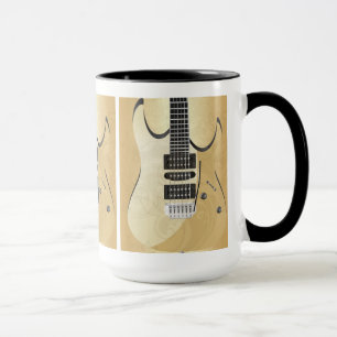 Mug Illustration de guitare en bois clair-Monogramme