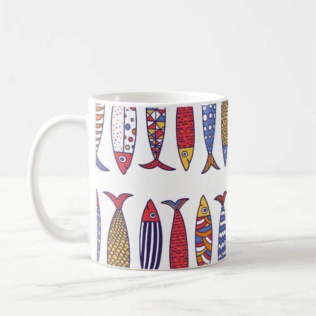 Mug Illustration de jolis poissons : fond sans couture (Gauche)