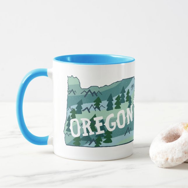 Mug Illustration de la carte de l'État de l'Oregon (Avec donut)