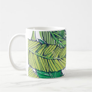 Mug illustration de la feuille d'île tropicale/vintage