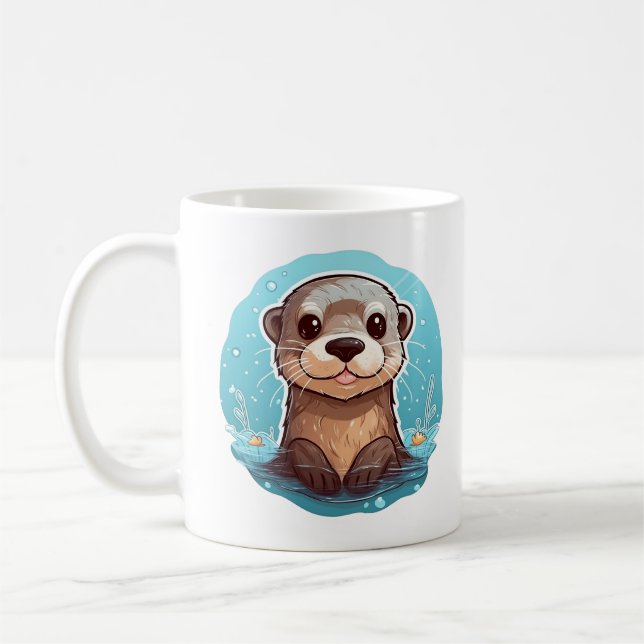Mug Illustration de la loutre de dessin (Gauche)