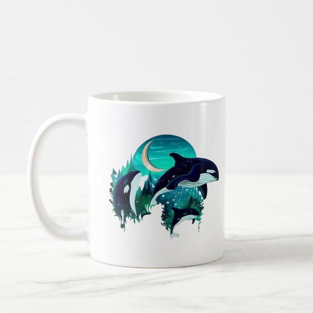 Mug Illustration de la nature bleue du Cool des balein (Gauche)