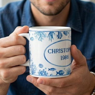 Mug Illustration de la vie marine personnalisée impres