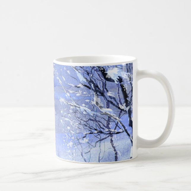 Mug Illustration de l'aquarelle de la forêt d'hiver mi (Droite)