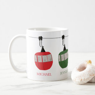 Mug Illustration de l'ascenseur de ski retro familial