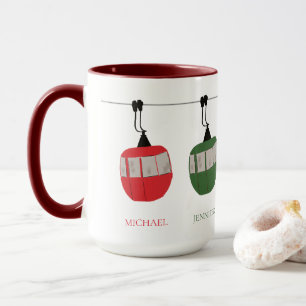 Mug Illustration de l'ascenseur de ski retro familial 