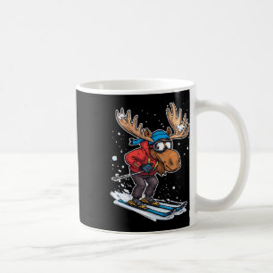 Mug Illustration de l'élan de dessin animé skiant en t