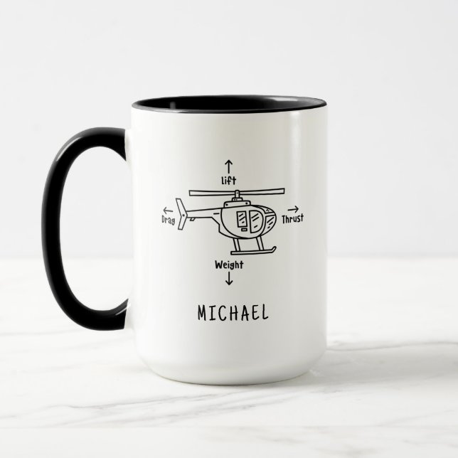 Mug Illustration de l'hélicoptère mou Départ du pilote (Gauche)