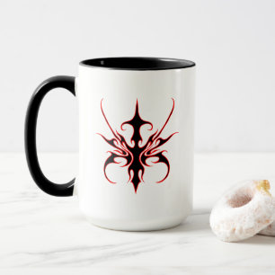 Mug Illustration de ligne tribale rouge et noire féroc