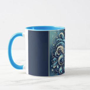 Mug Illustration de masque de bal masqué à plume bleue