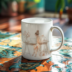 Mug Illustration de patronne fille à l'aquarelle   Mon