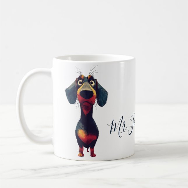 Mug Illustration de personnage de teckel fantaisiste (Gauche)