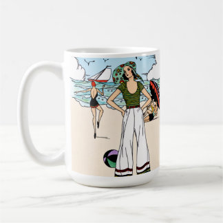 Mug Illustration de plage Art Déco vintage années 1920