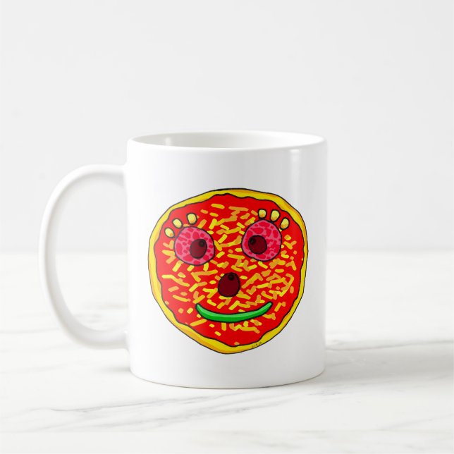 Mug Illustration de visage de pizza souriante (Gauche)