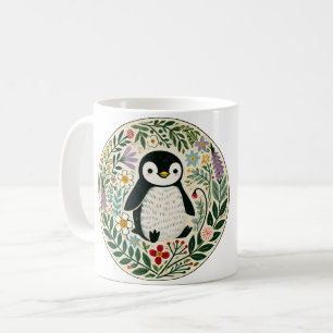 Mug Illustration des amateurs de pingouins fleurs sauv