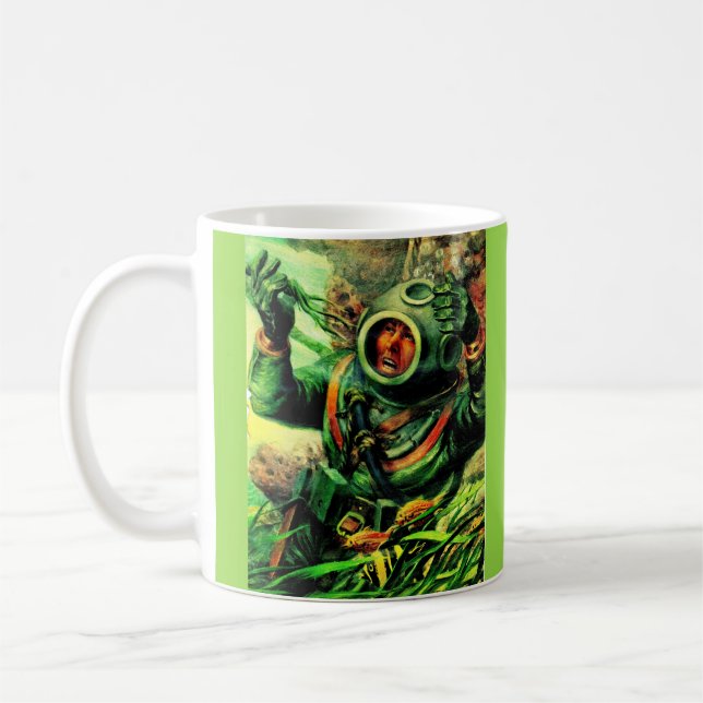 Mug Illustration des années 1940 du plongeur sous-mari (Gauche)