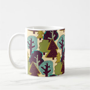 Mug Illustration des arbres à gribouillis couleur forê