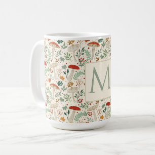 Mug Illustration des champignons et des Feuilles de la