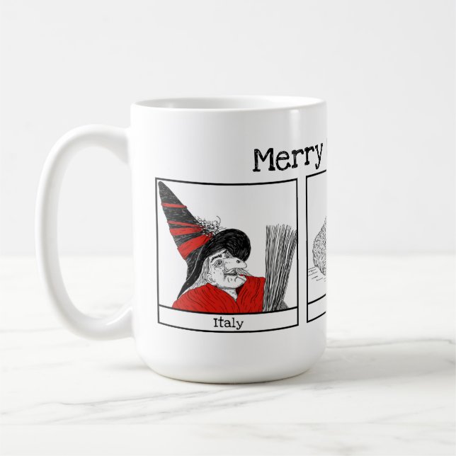 Mug Illustration des personnages de Noël dans le monde (Gauche)