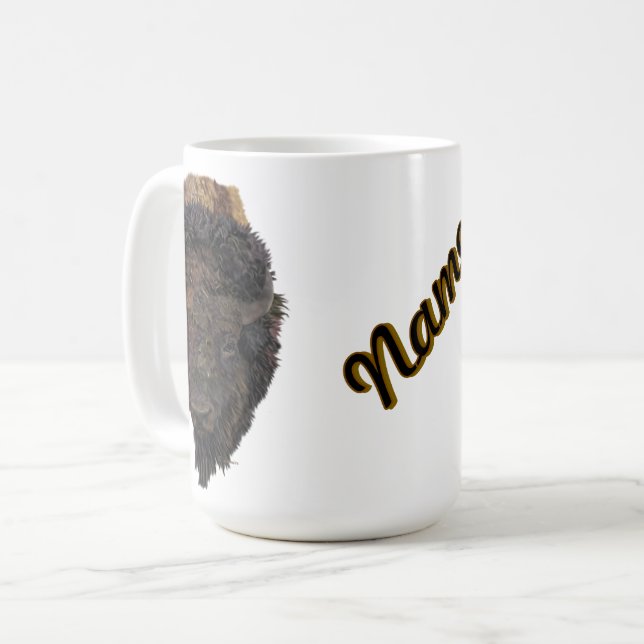 Mug Illustration détaillée d'une tête de bison d'Améri (Devant gauche)