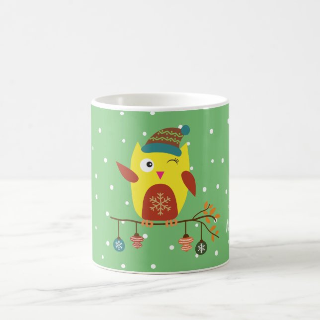 Mug Illustration d'hiver de la chouette de Noël person (Centre)