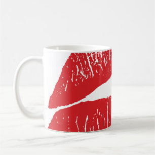 Mug Illustration d'impression des lèvres rouges vintag