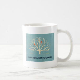 Mug Illustration d'Oiseaux oranges modernes dans un gr