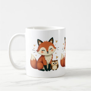 Mug Illustration du bois mou du renard et de la chouet