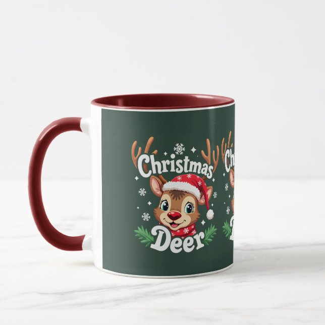 Mug Illustration du cerf de Noël mignon (Gauche)