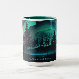 Mug Illustration du nom personnalisé Aurora Borealis