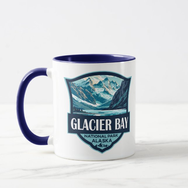 Mug Illustration du parc national de Glacier Bay Retro (Gauche)