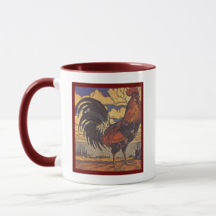 Mug Illustration du pays rétro du coq de ferme vintage