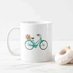 Mug Illustration du vélo vintage avec fleurs