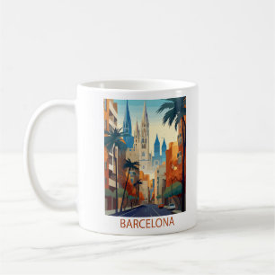 Mug Illustration du Vintage voyage Retro Barcelona