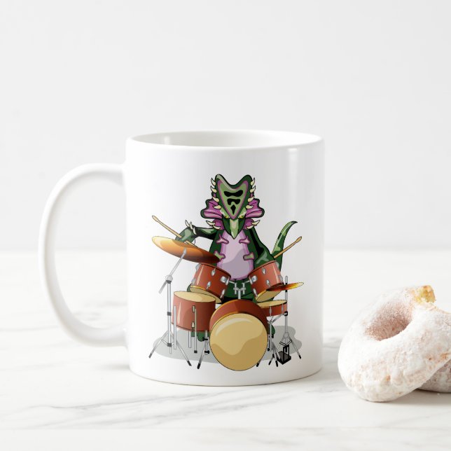 Mug Illustration D'Un Chasmosaurus Jouant Aux Tambours (Avec donut)