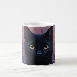 Mug Illustration d'un chat noir dans un champ de lavan