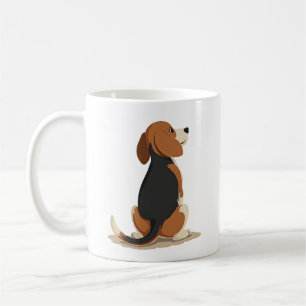 Mug Illustration d'un chien Beagle vintage vu de dos A