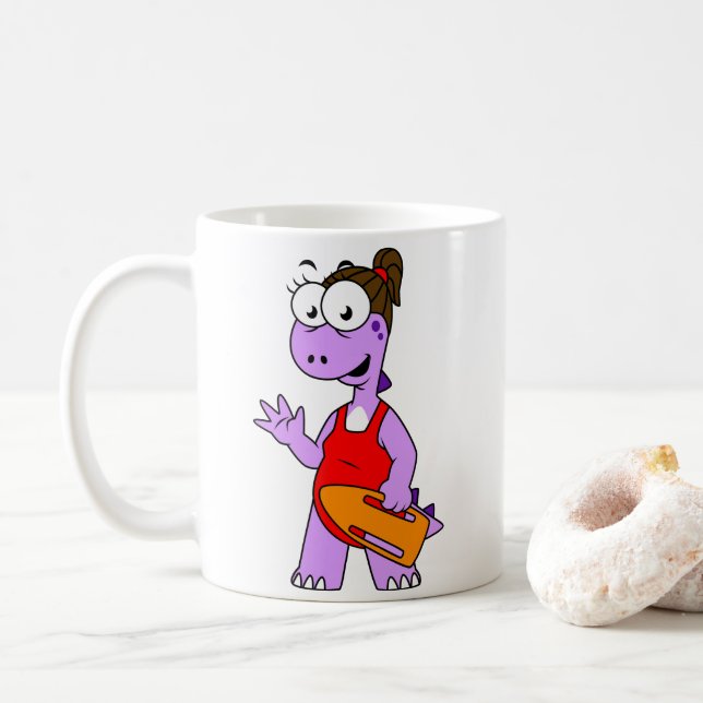 Mug Illustration D'Un Gardien À Vie Tyrannosaurus Rex. (Avec donut)