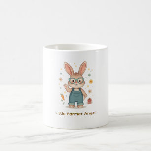 Mug Illustration d'un joli fermier lapin avec des lune
