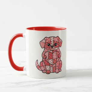 Mug Illustration d'un mignon chien en patchwork avec u