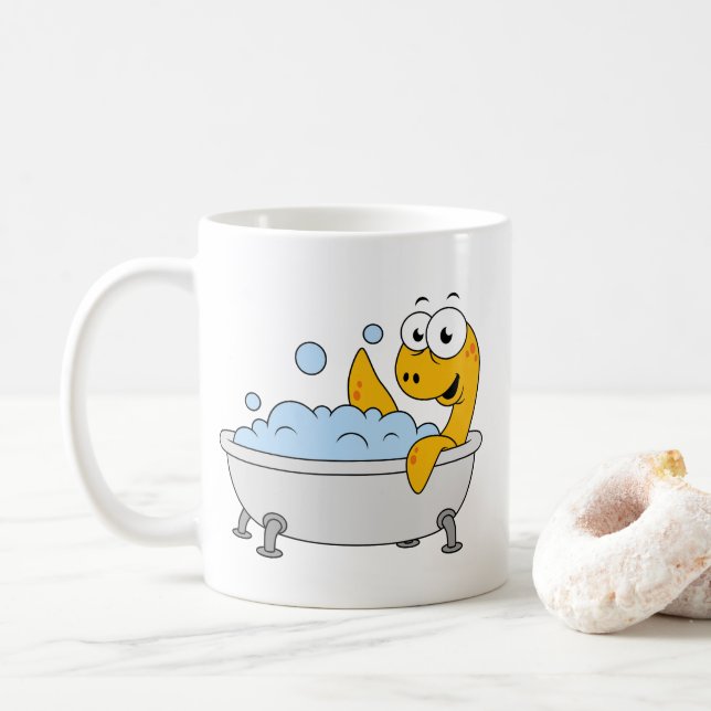 Mug Illustration D'Un Monstre De Loch Ness De Bain. (Avec donut)