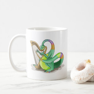 Mug Illustration D'Un Plateosaure Jouant De La Harpe.