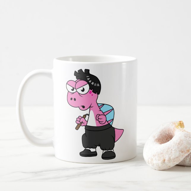 Mug Illustration D'Un Spinosaurus Bruce Lee. (Avec donut)