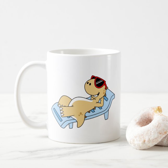 Mug Illustration D'Un Tyrannosaurus Rex Bain De Soleil (Avec donut)