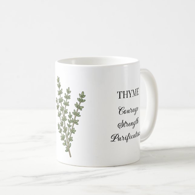 Mug Illustration et utilisations de l'herbe de thym (Devant droit)