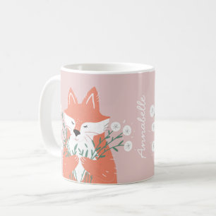 Mug Illustration Fox Fleurs d'odeur personnalisée