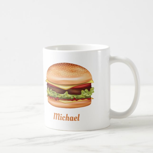 Mug Illustration Hamburger Fast Food Avec Nom Personna (Droite)