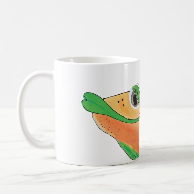 Mug Illustration lunatique de poissons dans l'orange (Gauche)