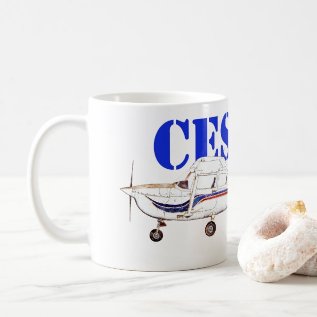 Mug Illustration of Cessna 172 Skyhawk Airplane Design (Avec donut)